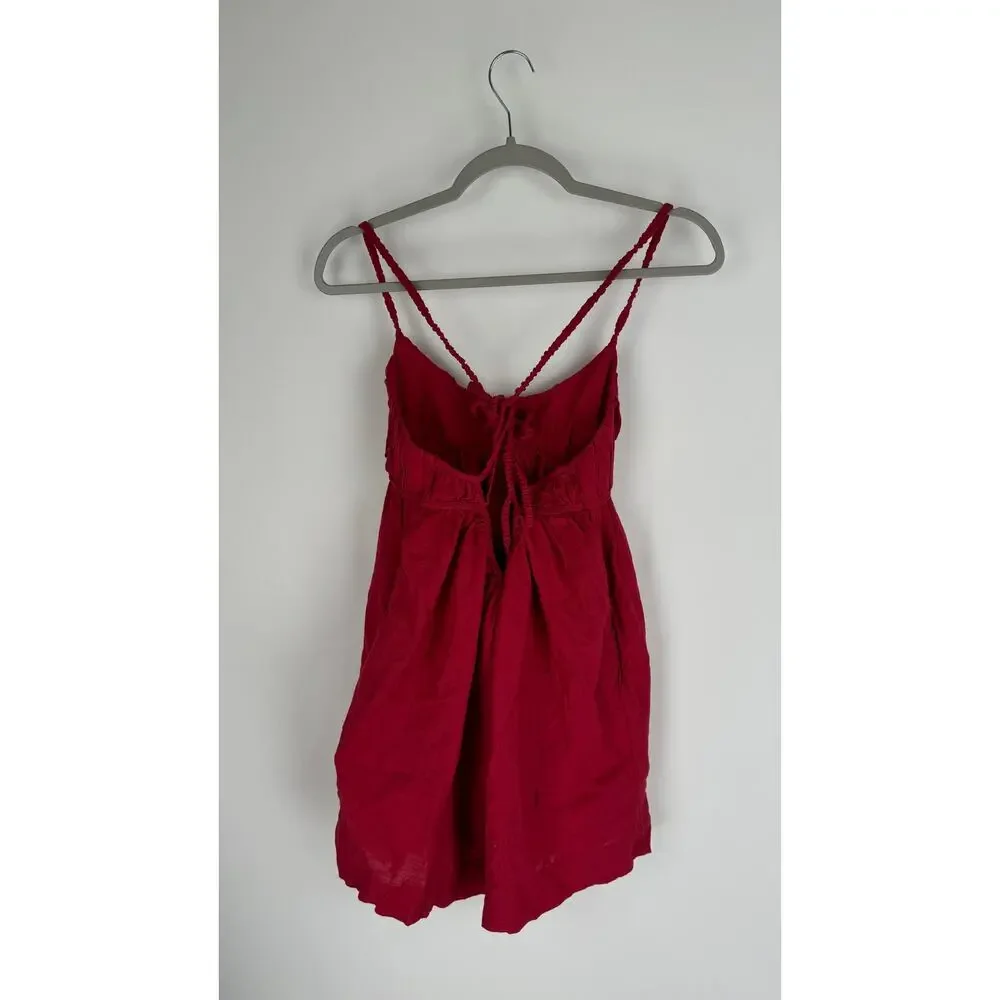 Free People Tell All Mini Dress Womens Medium Red Sleeveless New Low Back - Picture 9 of 13